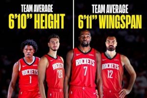 给你十足的压迫感！火箭全队平均身高2.08米&臂展2.11米